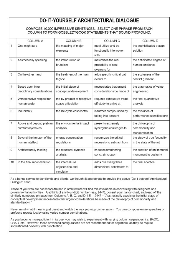 Do-It-Yourself Architectural Dialogue